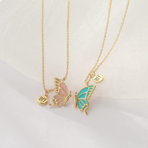 Blingsoul Butterfly Necklaces for Women - BFF Necklace for 2 Matching Butterfly Necklace Women Couples Best Friend Jewelry Gift | Gold Butterfly