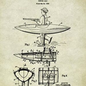 548014 Duck Hunting Boat Patent Antique Decoys Goose Calls Cabin Picture DECOR WALL 36x24 PRINT POSTER