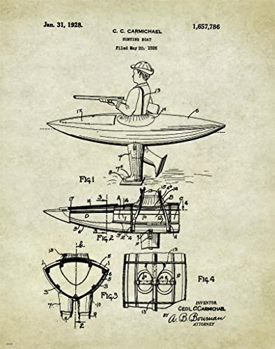 548014 Duck Hunting Boat Patent Antique Decoys Goose Calls Cabin Picture DECOR WALL 36x24 PRINT POSTER