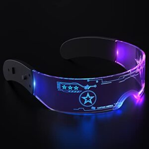 leorfi light up glasses led visor - luminous rave glasses cyberpunk futuristic led glasses for adults cosplay halloween party bar （7 colors 4 modes）