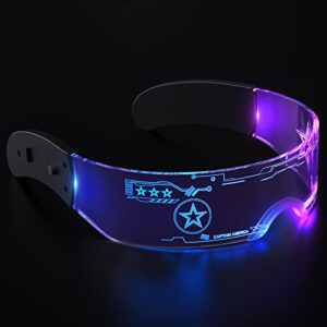 LEORFI Light Up Glasses LED Visor - Luminous Rave Glasses Cyberpunk Futuristic LED Glasses for Adults Cosplay Halloween Party Bar （7 Colors 4 Modes）