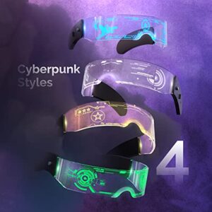 LEORFI Light Up Glasses LED Visor - Luminous Rave Glasses Cyberpunk Futuristic LED Glasses for Adults Cosplay Halloween Party Bar （7 Colors 4 Modes）