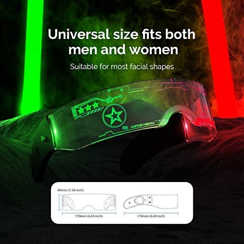 LEORFI Light Up Glasses LED Visor - Luminous Rave Glasses Cyberpunk Futuristic LED Glasses for Adults Cosplay Halloween Party Bar （7 Colors 4 Modes）