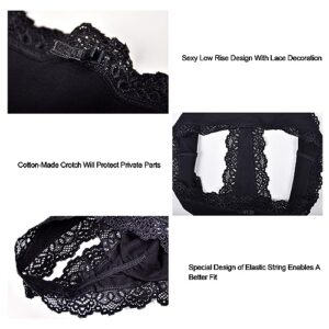 XYKrissas Seamless Lace Thongs for Women，Low Waist Sexy Cotton Thongs for Women，Women's Breathable G String Panties Pack of 3, M