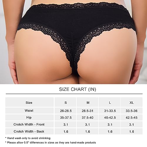 XYKrissas Seamless Lace Thongs for Women，Low Waist Sexy Cotton Thongs for Women，Women's Breathable G String Panties Pack of 3, M