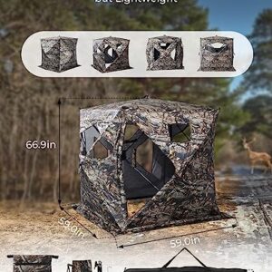 KEMIMOTO Hunting Blind 2-3 Person, See Through Ground Blind 270 Degree Pop Up, Portable Camo Tent for Deer & Turkey Hunting