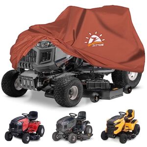 zettum riding lawn mower cover - lawn tractor cover waterproof & heavy duty, 600d outdoor mower cover universal fit with storage bag for john deere, ego, toro, craftsman, husqvarna, honda and more