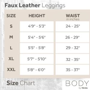 Body By Stems Women's Faux Leather Leggings - Sexy and Stylish Patent Leather Pants for Women - Wine Wine Red