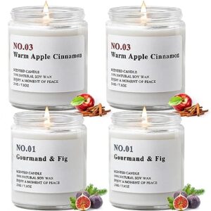 4 pack candles for home scented, cinnamon apple candles set, 28 oz 200 hour long lasting scented candles, aromatherapy candles gift set for women, birthday, mother's, anniversary day