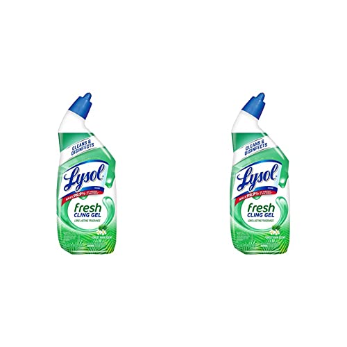 Lysol Toilet Bowl Cleaner Gel, For Cleaning and Disinfecting, Stain Removal, Forest Rain Scent, 24oz (Pack of 2)