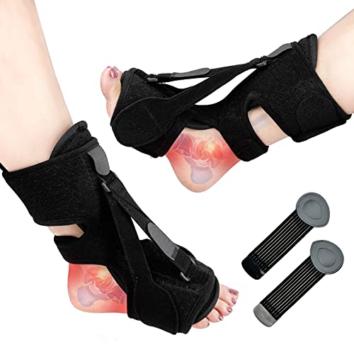 LISTENJIALE 2 Pack Plantar Fasciitis Night Splint with Arch Support, Upgrade 3 Adjustable Straps Plantar Fasciitis Relief Brace for Plantar Fasciitis Relief,Foot Drop, Achilles Tendonitis(Black)