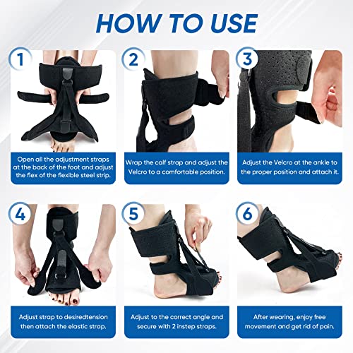 LISTENJIALE 2 Pack Plantar Fasciitis Night Splint with Arch Support, Upgrade 3 Adjustable Straps Plantar Fasciitis Relief Brace for Plantar Fasciitis Relief,Foot Drop, Achilles Tendonitis(Black)