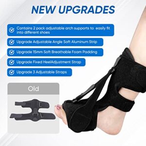 LISTENJIALE 2 Pack Plantar Fasciitis Night Splint with Arch Support, Upgrade 3 Adjustable Straps Plantar Fasciitis Relief Brace for Plantar Fasciitis Relief,Foot Drop, Achilles Tendonitis(Black)