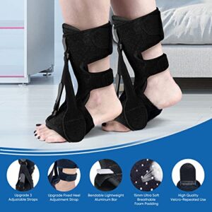 LISTENJIALE 2 Pack Plantar Fasciitis Night Splint with Arch Support, Upgrade 3 Adjustable Straps Plantar Fasciitis Relief Brace for Plantar Fasciitis Relief,Foot Drop, Achilles Tendonitis(Black)