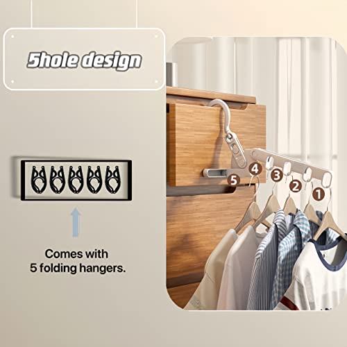 Epiphany Folding Clothes Drying Rack with 5 Travel Hangers Foldable, Laundry Room Hanging Rack with 5 Holes for Outdoor Camping Travel, Hotel Apartment, Student Apartment…
