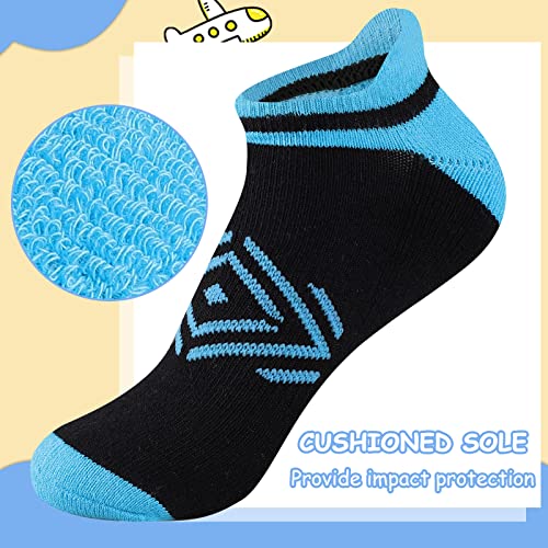 Comfoex Girls Socks For Kids 8-10 4-6 6-8 Years Old Ankle Athletic Socks Cotton Socks With Cushioned Sole 6 Pairs