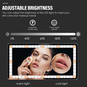 Car Visor Vanity Mirror, 1X/10X Magnification Rechargeable Sun Visor Mirror with 60 LED 3 Light Modes Adjustable Light Up Car Mirror with Touch Screen