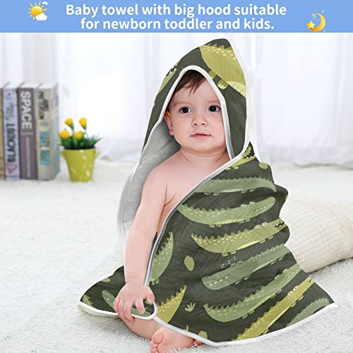 Cactus Cute Crocodiles Hooded Baby Towel Alligator Predator Animal Baby Bath Towel Unisex Toddlers Hooded Towels Cotton Boy Washcloths Girl Shower Towel for Infant Newborn 30 X 30 in