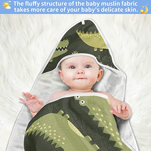 Cactus Cute Crocodiles Hooded Baby Towel Alligator Predator Animal Baby Bath Towel Unisex Toddlers Hooded Towels Cotton Boy Washcloths Girl Shower Towel for Infant Newborn 30 X 30 in