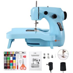 htvront mini sewing machine for beginners - portable sewing machine with extension table, foot pedal, light, 42 pcs sewing set, etc. dual speed small sewing machine for beginners and kids