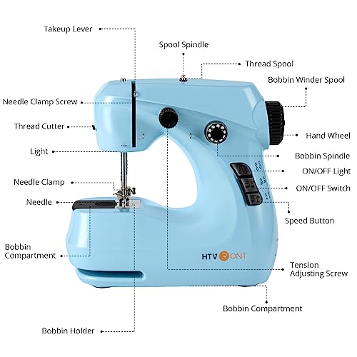 HTVRONT Mini Sewing Machine for Beginners - Portable Sewing Machine with Extension Table, Foot Pedal, Light, 42 Pcs Sewing Set, etc. Dual Speed Small Sewing Machine for Beginners and Kids