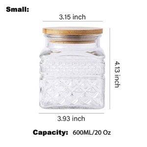 LUCKTE Vintage Glass Jar with Airtight Bamboo Lids Food Storage Container for Candy Snack Cookies Coffee Tea Nuts Kitchen Containers Cereal Canisters