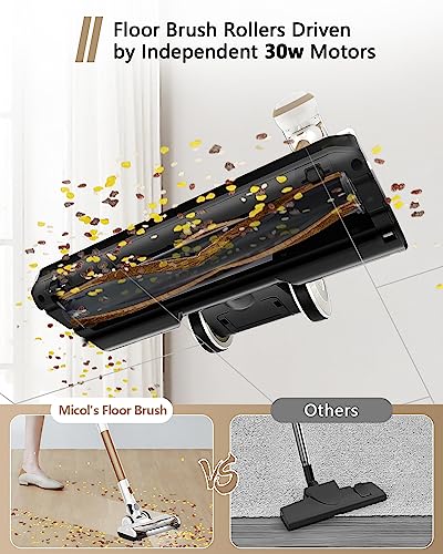 Micol Cordless Vacuum Cleaner, Lightweight Stick Vacuum with 2 Modes Powerful Suction, Max 38mins Runtime, 6 in 1 Household Vacuum Cleaner for Hard Floor