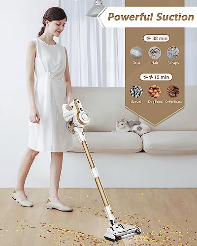 Micol Cordless Vacuum Cleaner, Lightweight Stick Vacuum with 2 Modes Powerful Suction, Max 38mins Runtime, 6 in 1 Household Vacuum Cleaner for Hard Floor