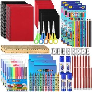 204 pcs school supplies for kids bulk back to school supply kit school essential include notebook crayon hb pencil color pencil watercolor pen scissor sharpener solid glue ruler for gift