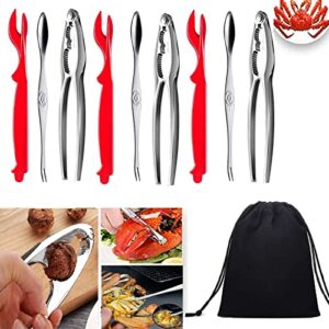 9pcs seafood tools, crab crackers and nut crackers forks tools, walnut cracker tools with bag, opener shellfish lobster crab leg cracker sheller home kitchen tools for crableg and lobster lovers gift