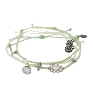 pura vida bracelets pack hermosa & magnolia seashell bracelet stack - set of 3 stackable bracelets for women, summer accessories & cute bracelets for teen girls - includes 3 string bracelets