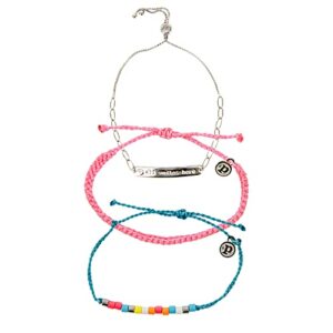 Pura Vida Bracelets Pack All Smiles & Happiness Bracelet Stack - Set of 3 Stackable Bracelets for Women, Summer Accessories & Cute Bracelets for Teen Girls - 1 Chain Bracelet & 2 String Bracelets