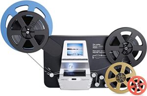8mm & super 8 film to digital converter, film scanner digitizer with 2.4" screen, convert 3”5”7”9”reels view frame by frame into 1080p digital mp4 files,sharing & saving on 32gb sd card