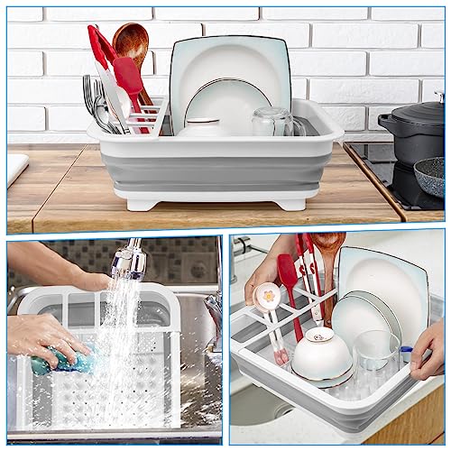 Collapsible Dish Drying Rack Portable Dish Drainers for Kitchen Counter,Kitchen Sink Organizer Basket RV Accessories Camper Kitchen Organization and Storage Space Saver Dish Rack Over Sink Drying Rack