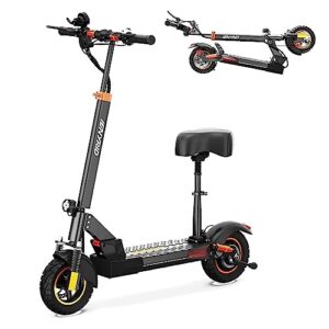 ienyrid commuter electric scooter for adults with seat, 800w e scooter up to 28 mph, 31 miles with 48v ul certified battery, folding electric scooter for adults 10 inch pneumatic tires, ship from us