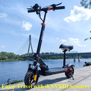 iENYRID Commuter Electric Scooter for Adults with Seat, 800W e Scooter up to 28 mph, 31 Miles with 48V UL Certified Battery, Folding Electric Scooter for Adults 10 inch Pneumatic Tires, Ship from US