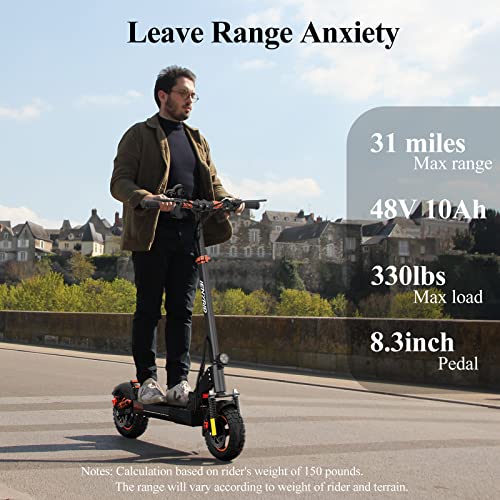 iENYRID Commuter Electric Scooter for Adults with Seat, 800W e Scooter up to 28 mph, 31 Miles with 48V UL Certified Battery, Folding Electric Scooter for Adults 10 inch Pneumatic Tires, Ship from US