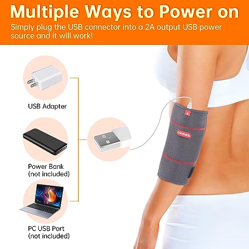 Comfheat Elbow Heating Pad Wrap for Joint Pain USB Heated Elbow Brace for Tendonitis and Tennis Elbow Portable Moist Heat Therapy Elbow Sleeve Adjustable Temperature (Non-Chargeable)