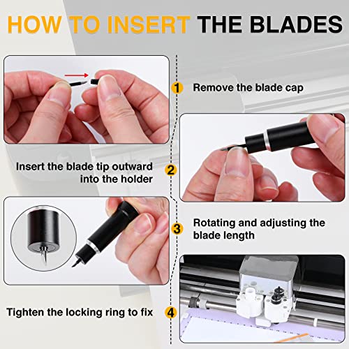 CAREGY Deep Cut Blade and Housing for Cricut Maker, Replacement Deep Point Blade Compatible with Maker 3/Maker/Explore 3/Air 2/Air/One Cutting Machines (4 Deep Cut Blades and 1 Housing Included)