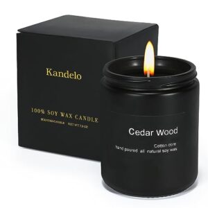 scented candle cedar,7oz 45hour burn,scented candles for home| spring candles| black jar candle|soy candles,long lasting candles |for men & women candles gifts (cedar, 7oz)