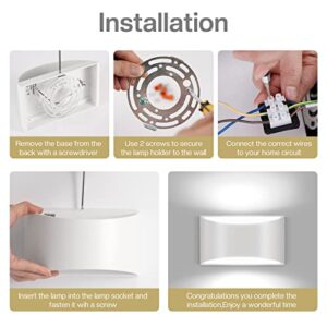 Aiilsmp White Modern LED Wall Sconces Hardwired Wall Sconces Indoor Up and Down Wall Mount Light for Living Room, Bedroom, Hallway Cool White 6000K(with G9 Bulbs)