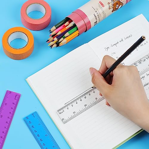 30PCS Clear Ruler Plastic Rulers 12 Inch, with Inches and Metric for School Classroom, Home, or Office (Clear)