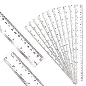 30PCS Clear Ruler Plastic Rulers 12 Inch, with Inches and Metric for School Classroom, Home, or Office (Clear)