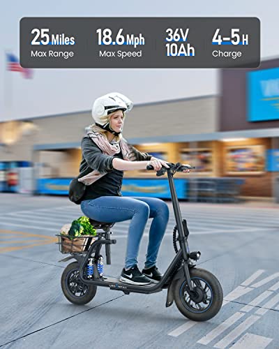 URBANMAX C1 Pro Electric Scooter with Seat, Adult Electric Scooters with Dual Shock Absorbers Up to 25 Miles 18.6MPH 450W Motor, Folding Scooter Electric for Adults with Seat & Carry Basket