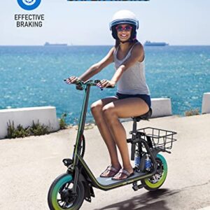 URBANMAX C1 Pro Electric Scooter with Seat, Adult Electric Scooters with Dual Shock Absorbers Up to 25 Miles 18.6MPH 450W Motor, Folding Scooter Electric for Adults with Seat & Carry Basket