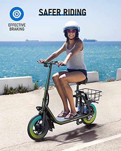 URBANMAX C1 Pro Electric Scooter with Seat, Adult Electric Scooters with Dual Shock Absorbers Up to 25 Miles 18.6MPH 450W Motor, Folding Scooter Electric for Adults with Seat & Carry Basket