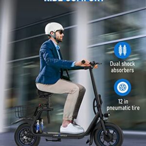 URBANMAX C1 Pro Electric Scooter with Seat, Adult Electric Scooters with Dual Shock Absorbers Up to 25 Miles 18.6MPH 450W Motor, Folding Scooter Electric for Adults with Seat & Carry Basket