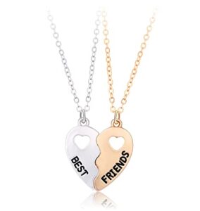 lezmoii magnetic friendship necklace best friend necklace matching heart bff necklace for 2 women girls bestie friendship gifts (best friends)