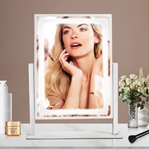 IBRIGHTSO Vanity Mirror with Lights, Hollywood Makeup Mirror with Lights, Touch Control, 3 Color Lighting Modes, Dimmable, Detachable 10X Magnification Mirror, 360° Rotation (16in, White)