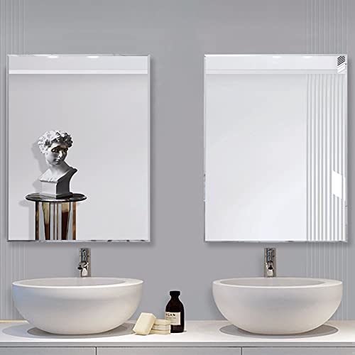 Chende 2 Packs Rectangle Bathroom Mirror with Beveled Edge, 18" x 24" Frameless Vanity Mirror for Bedroom, Entryways, Washrooms, Living Rooms, Modern Wall Mirror